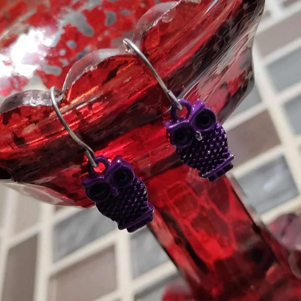 Vintage Purple Owl earrings-$5 add on